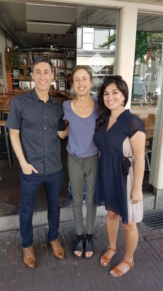2019 prize-winners accept awards in Utrecht, Netherlands. Left to right: Isaiah Lorado Wilner, winner of the 2019 FHHS Article Prize, Laura Stark, FHHS Chair, Jaipreet Virdi, winner of the 2019 Burnham Early Career Award